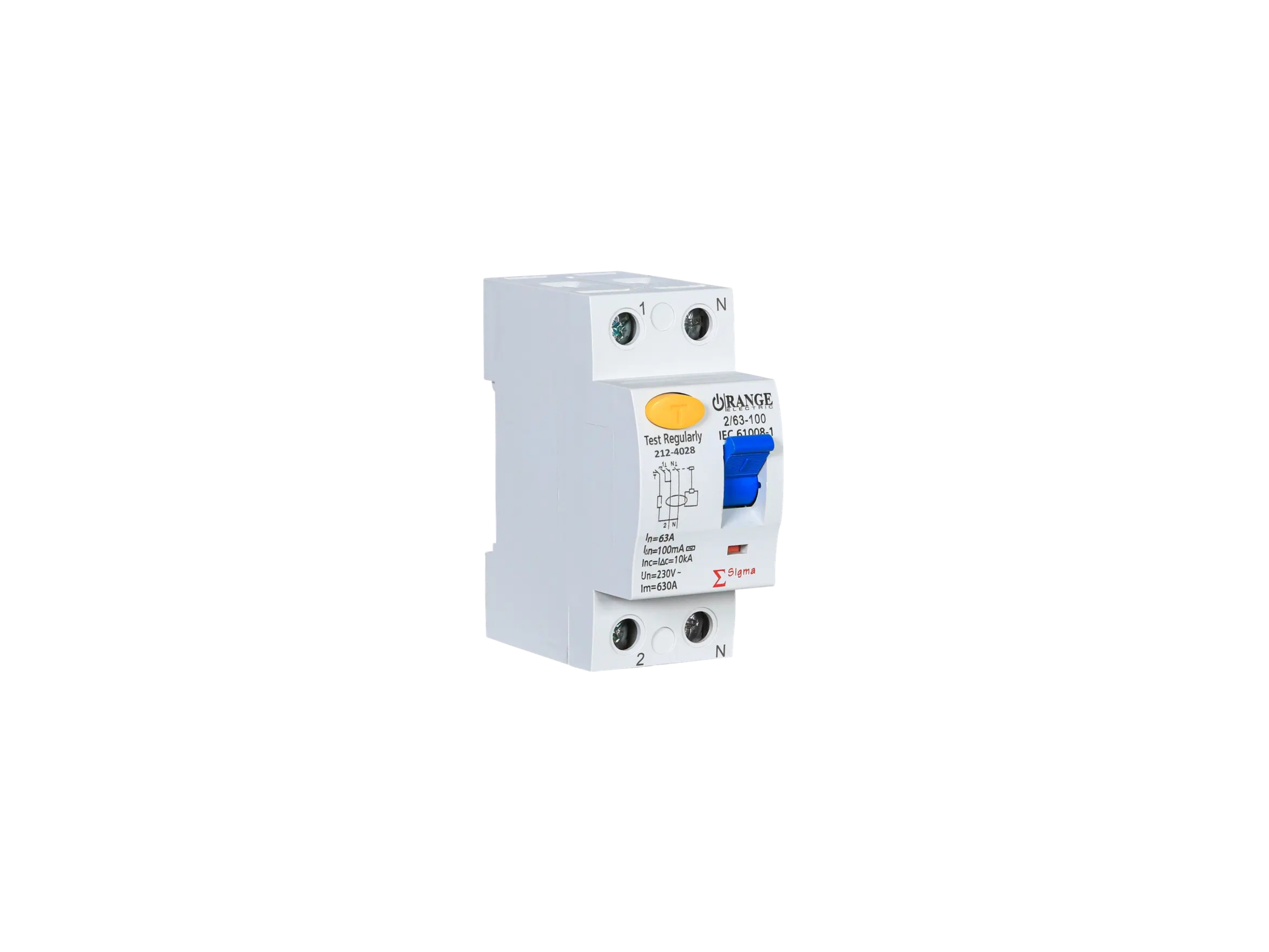 ELCB 2POLE 63A 100MA ORANGE